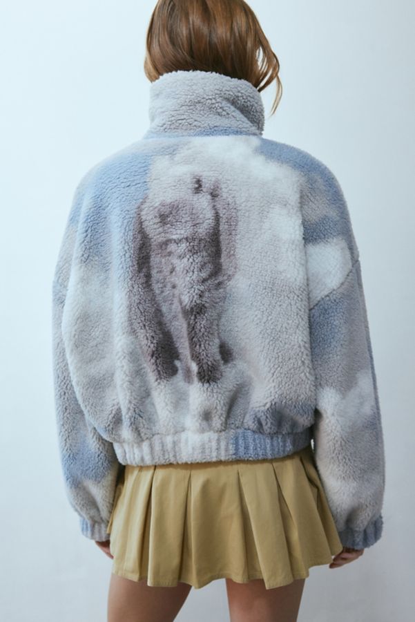 Slide View: 2: Kimchi Blue Snow Bunny Printed Piled Fleece Zip-Up Jacket