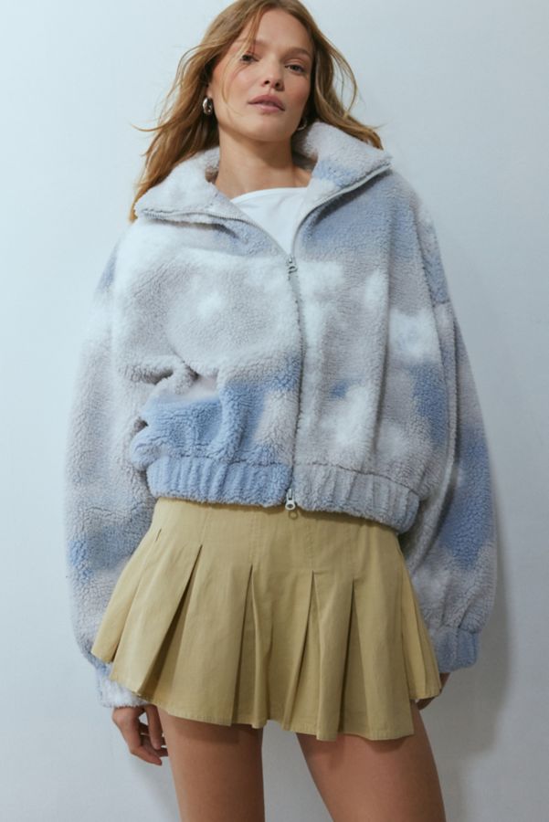 Slide View: 3: Kimchi Blue Snow Bunny Printed Piled Fleece Zip-Up Jacket