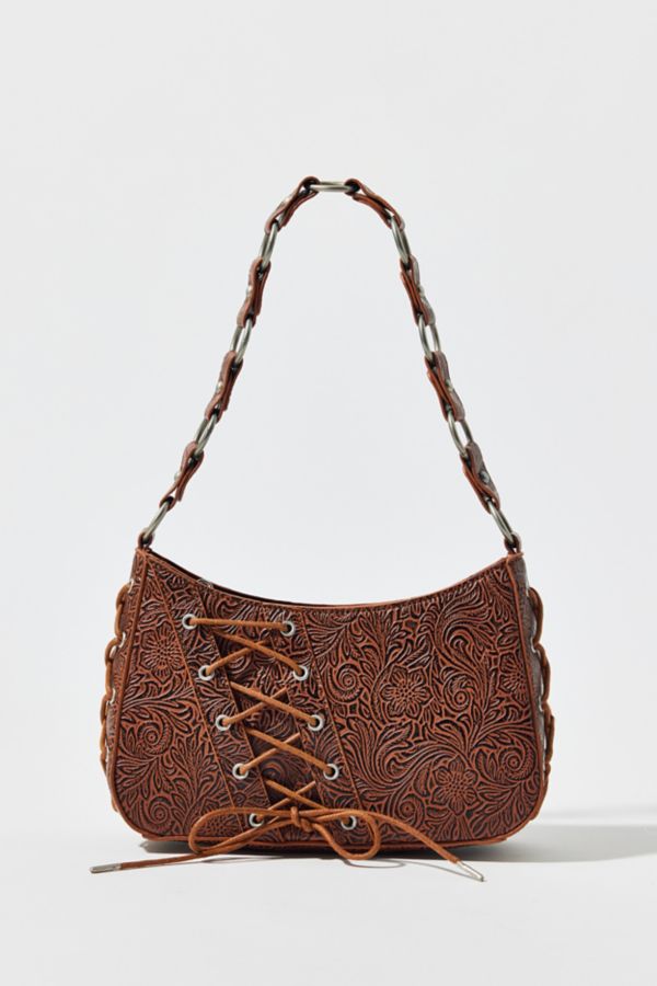 Slide View: 3: Silence + Noise Kez Boho Stamped Laced Shoulder Bag