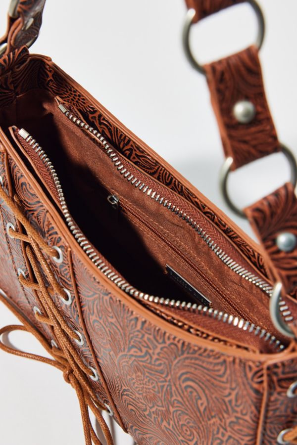 Slide View: 4: Silence + Noise Kez Boho Stamped Laced Shoulder Bag