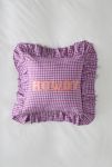 Thumbnail View 2: Gingham Howdy Slogan Text Ruffle Throw Pillow