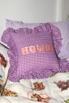 Thumbnail View 4: Gingham Howdy Slogan Text Ruffle Throw Pillow