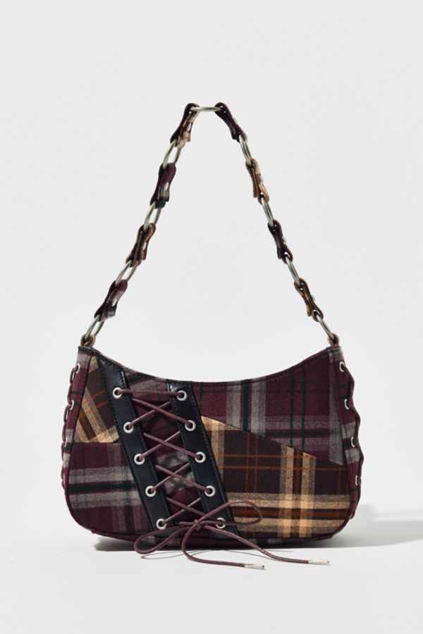 Slide View: 2: Silence + Noise Kez Plaid Laced Shoulder Bag