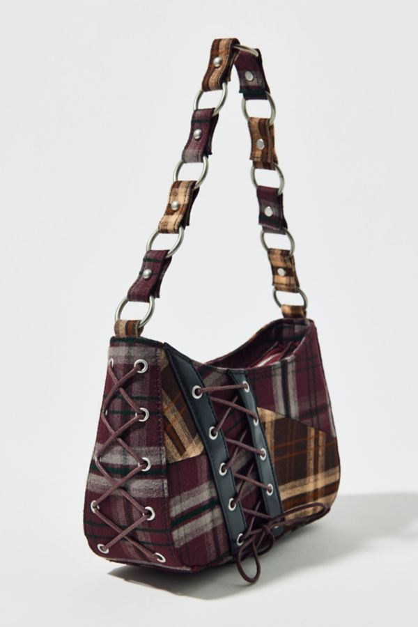 Slide View: 3: Silence + Noise Kez Plaid Laced Shoulder Bag