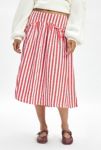 Thumbnail View 2: Neon Rose Ruby Striped Cotton Drop Waist Midi Skirt