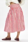 Thumbnail View 4: Neon Rose Ruby Striped Cotton Drop Waist Midi Skirt