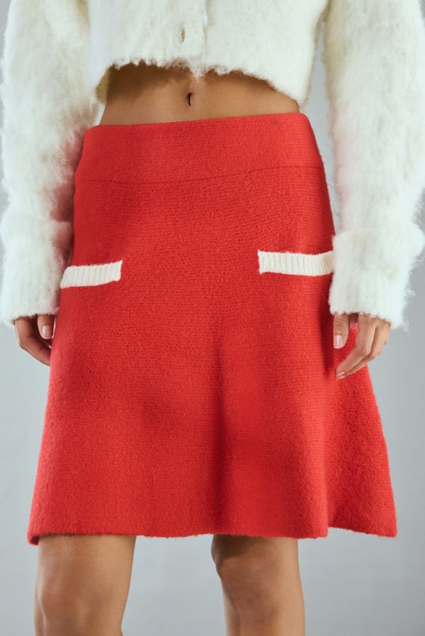 Slide View: 2: Neon Rose Contrast Trim Sweater Mini Skirt