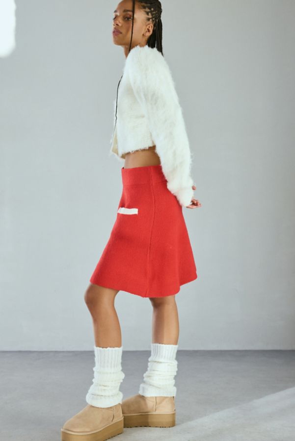 Slide View: 3: Neon Rose Contrast Trim Sweater Mini Skirt