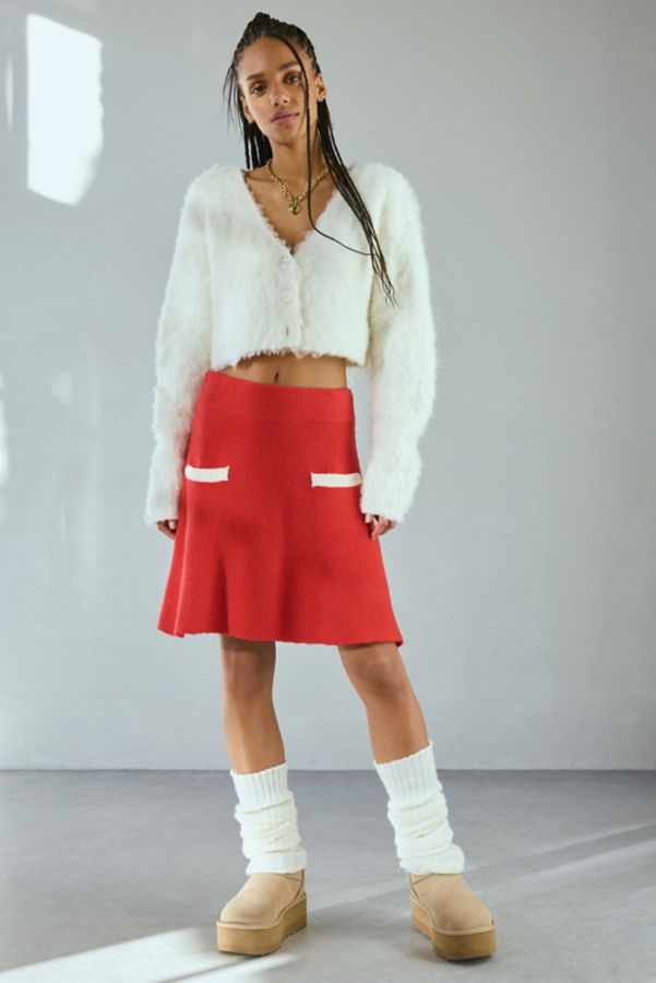 Slide View: 1: Neon Rose Contrast Trim Sweater Mini Skirt