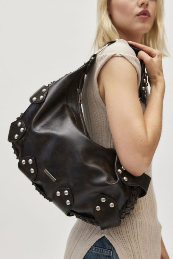 Slide View: 1: Silence + Noise Floral Studded Hobo Bag