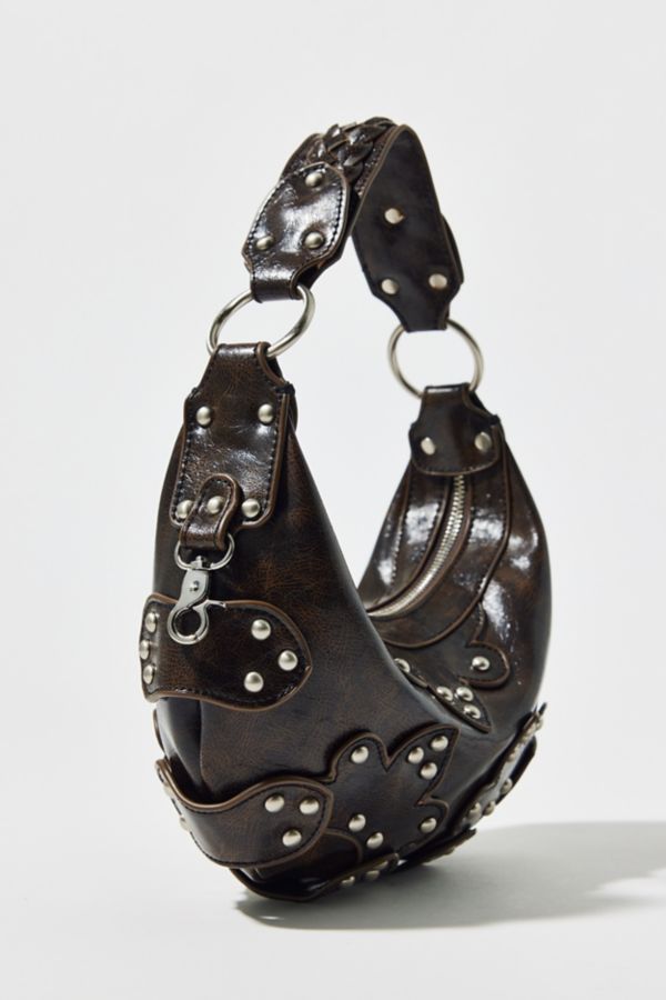 Slide View: 4: Silence + Noise Floral Studded Crescent Bag