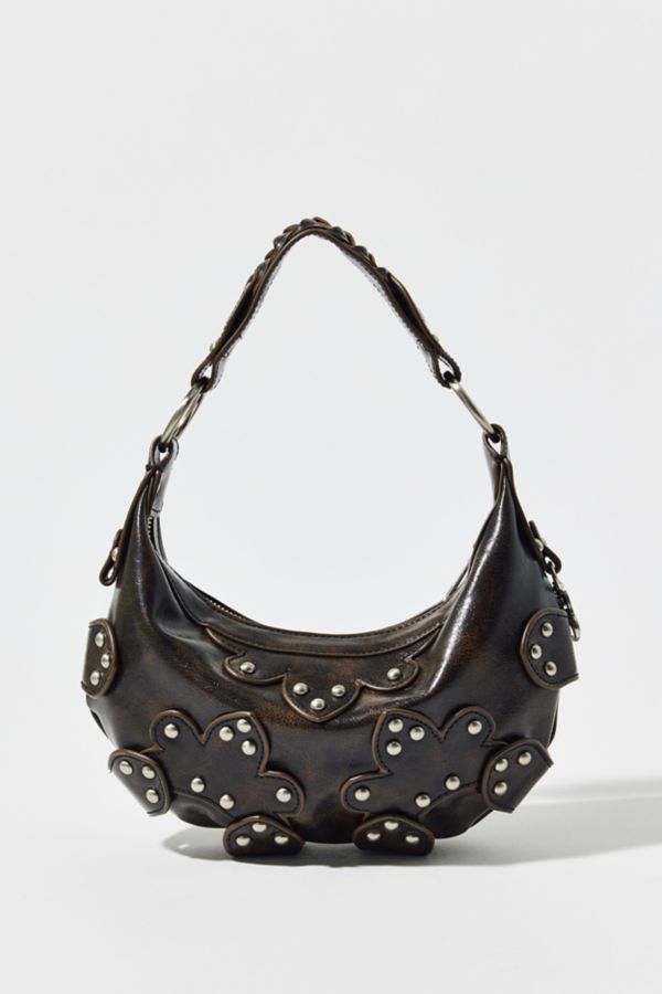 Slide View: 5: Silence + Noise Floral Studded Crescent Bag