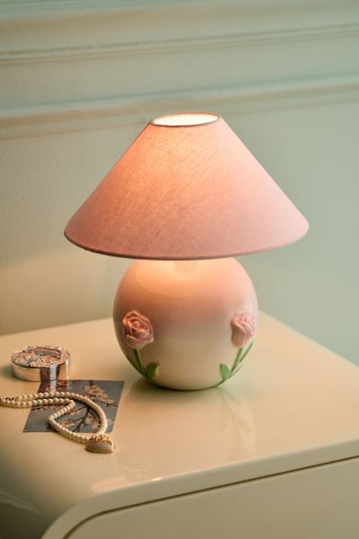 Lampe de Table en Céramique Sculptée Rose