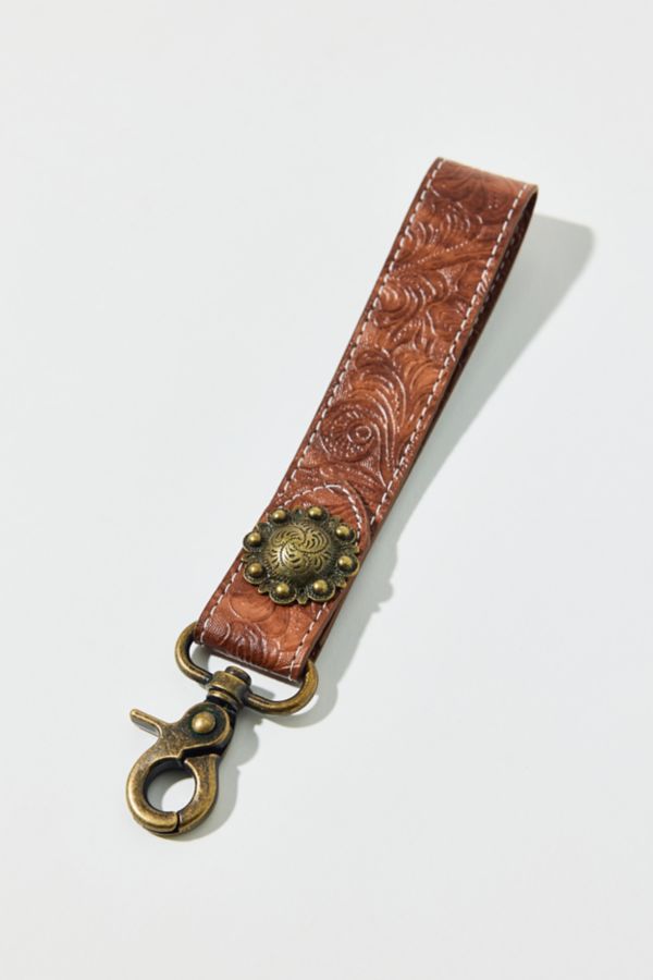 Slide View: 2: Western Stamped Faux Leather Keychain