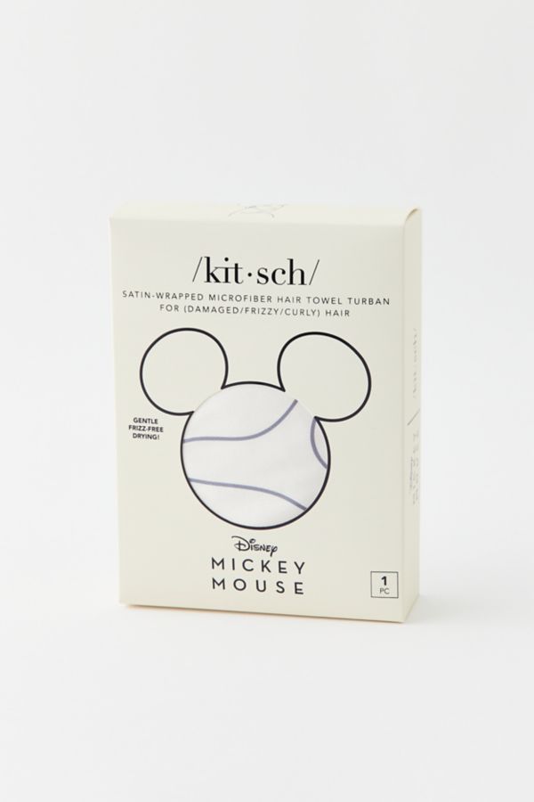 Slide View: 3: KITSCH X Mickey Mouse Satin-Wrapped Microfiber Hair Towel