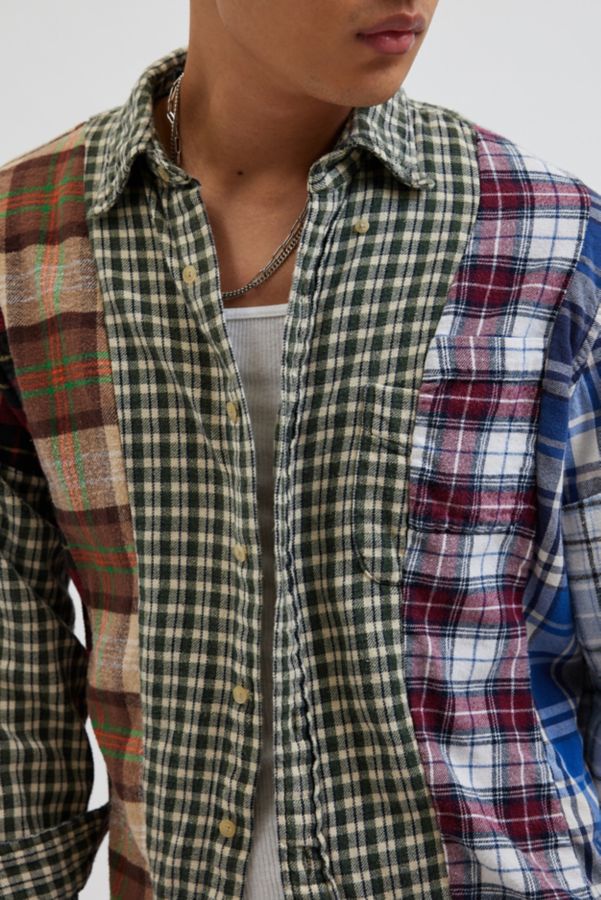 Slide View: 5: Urban Renewal Remade Spliced Flannel Long Sleeve Button-Down Shirt