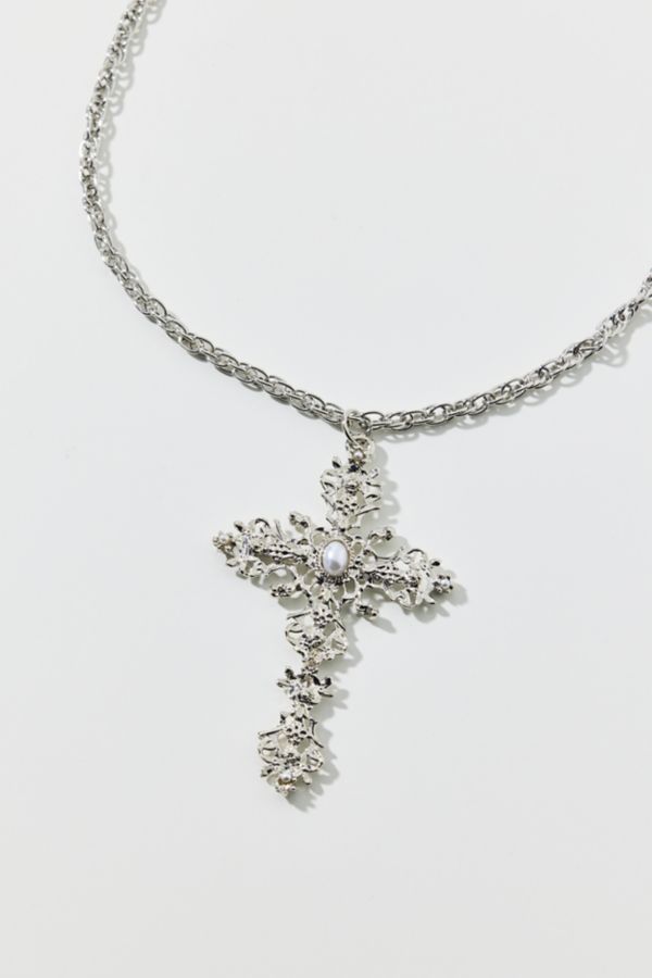 Slide View: 3: Collier Pendentif Long Croix