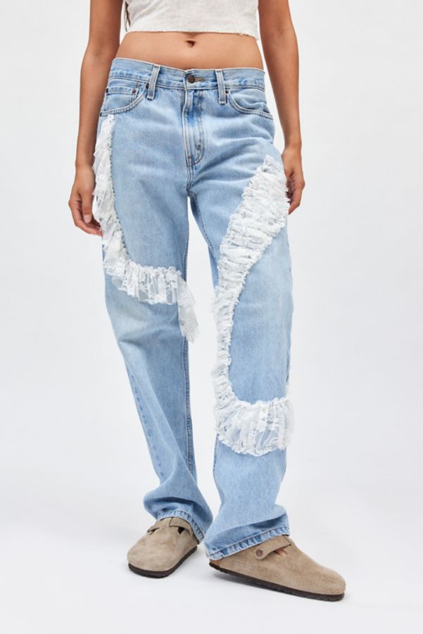 Slide View: 2: Urban Renewal Remade Lace Ruffle Applique Jean