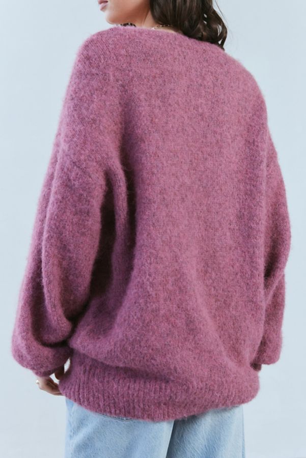 Slide View: 4: BDG Angela Fuzzy Knit Oversized Crew Neck Sweater