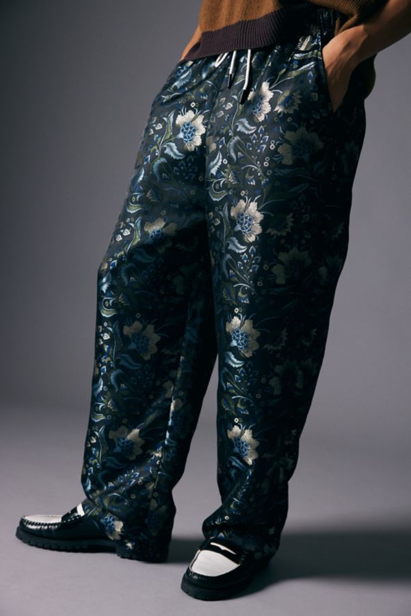 Slide View: 1: UO Shiny Jacquard Beach Pant