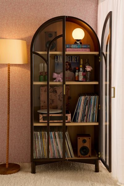 Camille Arched Glass Paned Storage Cabinet