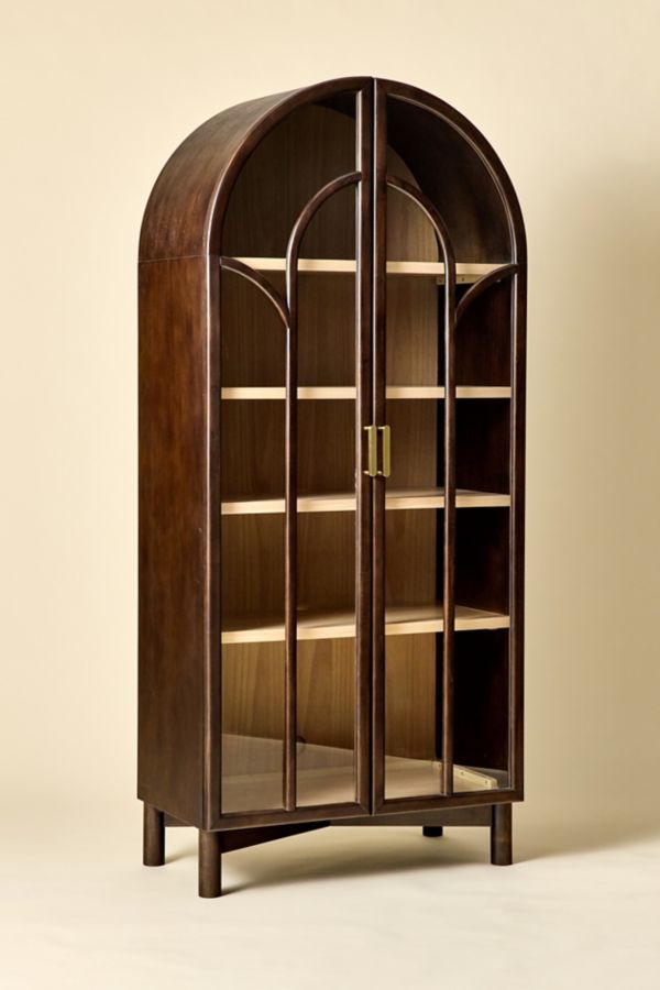 Slide View: 3: Camille Arched Glass Paned Storage Cabinet