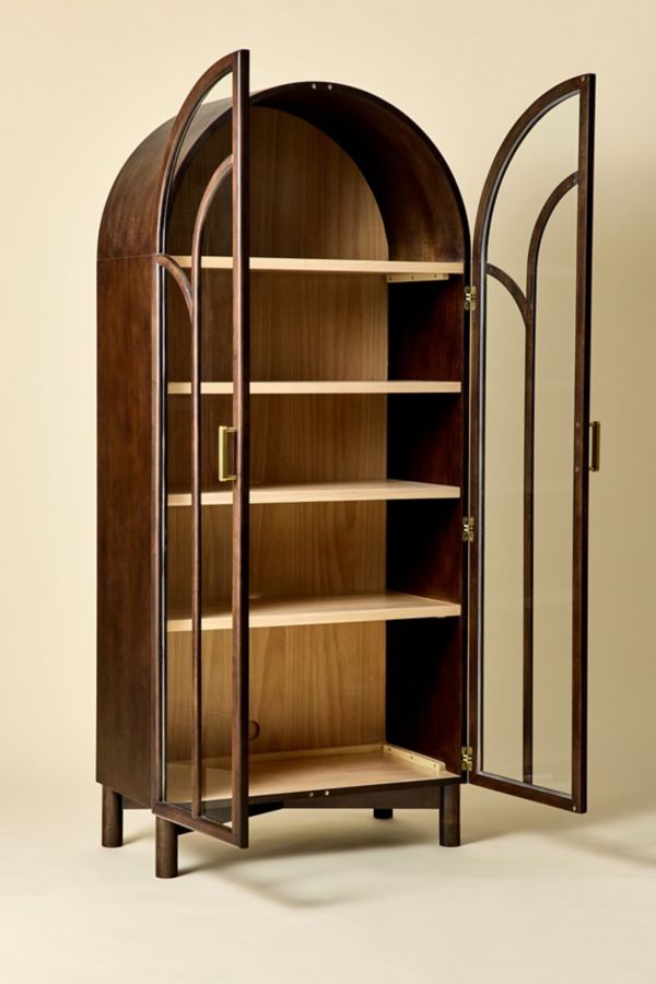 Slide View: 4: Camille Arched Glass Paned Storage Cabinet