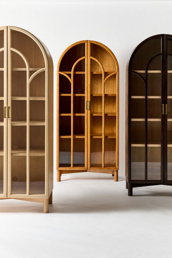 Slide View: 6: Camille Arched Glass Paned Storage Cabinet