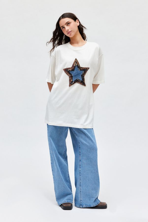 Slide View: 1: Urban Renewal Remade Layered Star Applique Tee