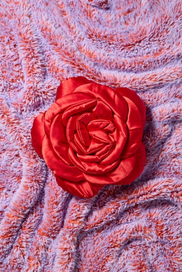 Slide View: 2: Layered Rose Satin Throw Pillow