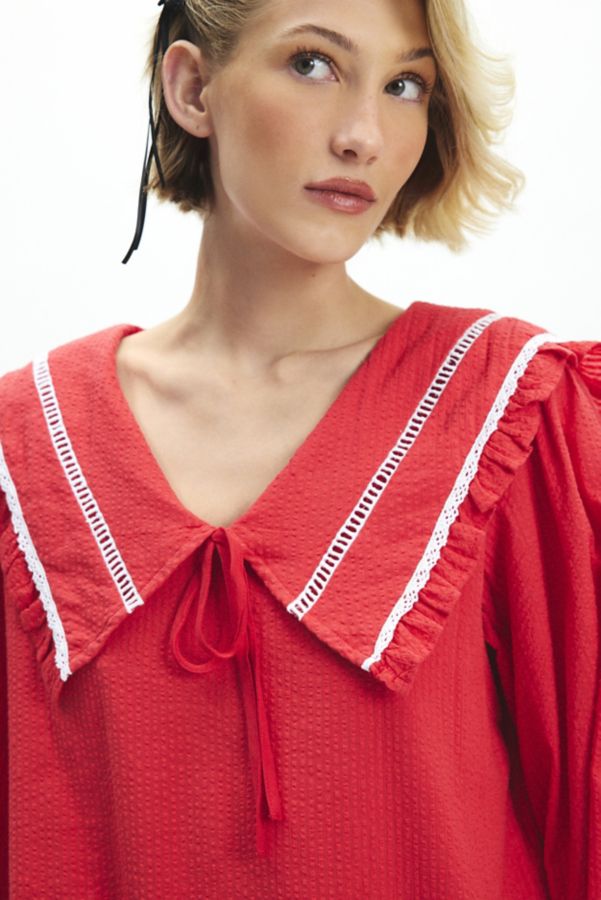 Slide View: 2: Neon Rose Wren Textured Collar Detail Mini Smock Dress