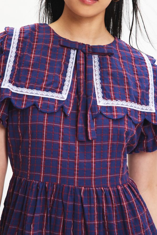 Slide View: 2: Neon Rose Meredith Collared Plaid Midi Dress