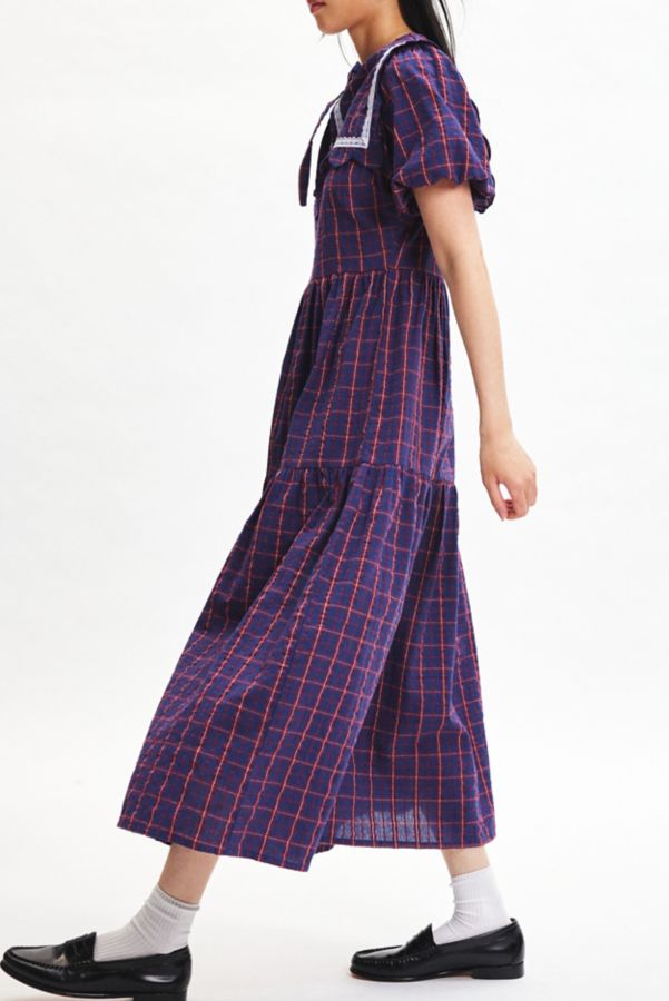 Slide View: 3: Neon Rose Meredith Collared Plaid Midi Dress