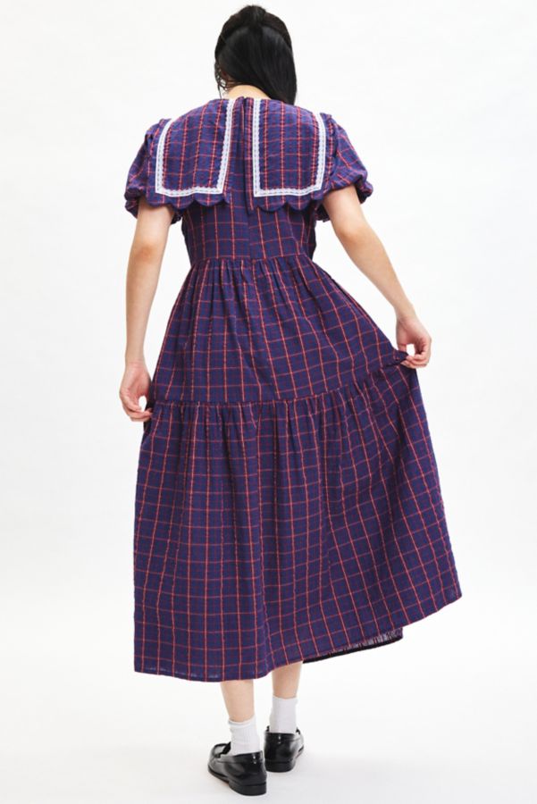 Slide View: 4: Neon Rose Meredith Collared Plaid Midi Dress