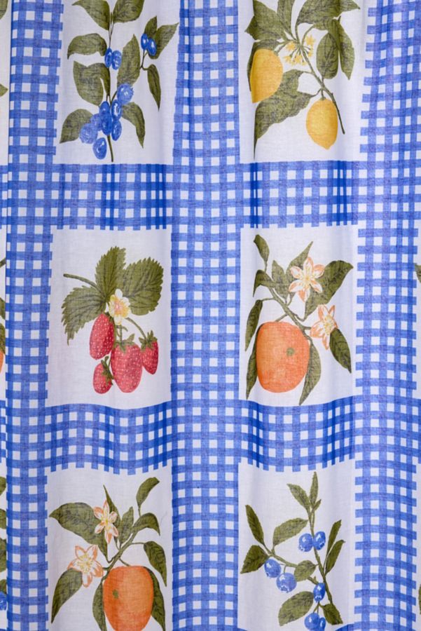 Slide View: 2: Gingham Fruit Patterned Shower Curtain