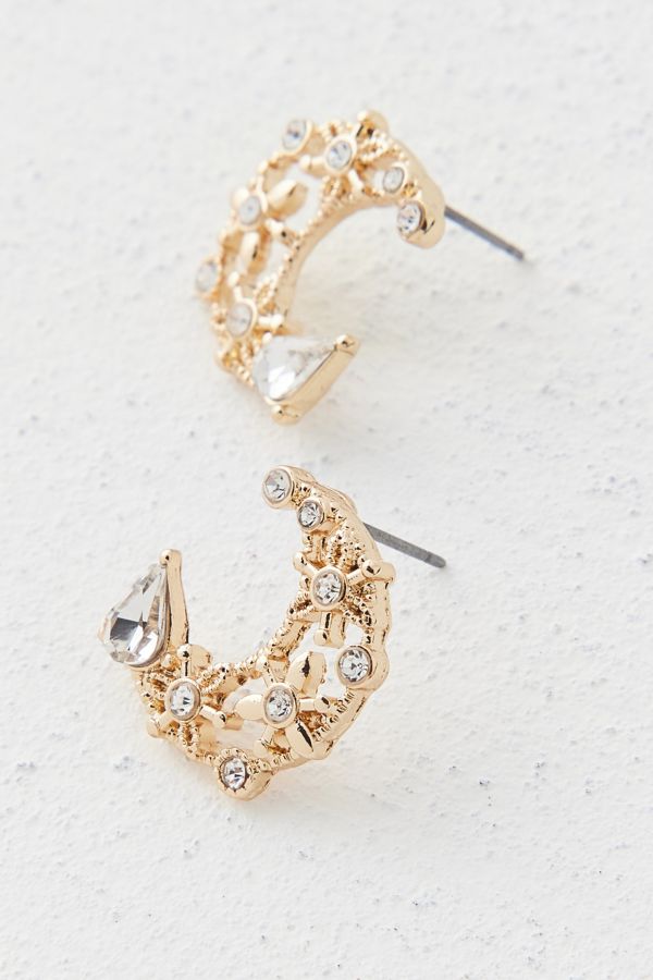 Slide View: 3: Boucle d'Oreille Croissant de Lune en Strass