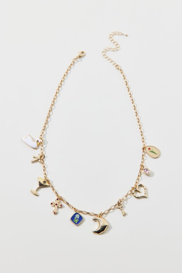 Slide View: 2: Danika Enameled Charm Necklace