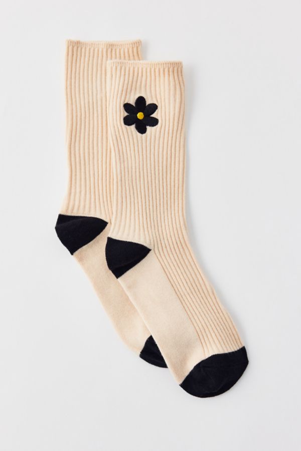 Slide View: 3: Casa Clara Canary Flower Crew Sock