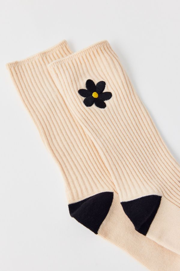 Slide View: 4: Casa Clara Canary Flower Crew Sock