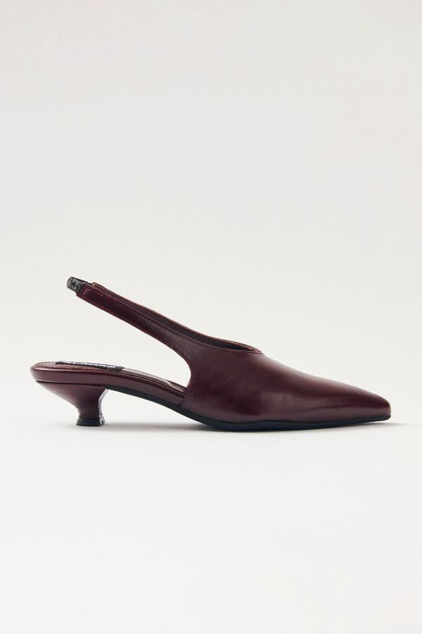 Slide View: 1: ALOHAS Eros Leather Slingback Kitten Heel