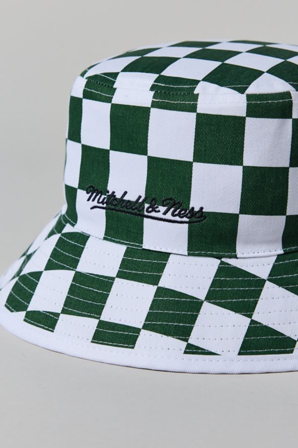 Slide View: 2: Mitchell & Ness Branded Checkerboard Bucket Hat