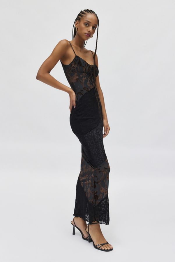 Slide View: 1: Kiss The Sky Alessandra Spliced Velvet & Lace Slip Dress