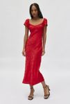 Thumbnail View 1: Kiss The Sky Bella Rossa Flora Jacquard Satin Midi Dress