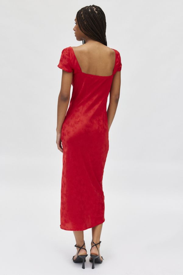 Slide View: 4: Kiss The Sky Bella Rossa Flora Jacquard Satin Midi Dress