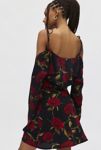 Thumbnail View 4: Kiss The Sky Rose Satin Cold Shoulder Bell Sleeve Mini Dress