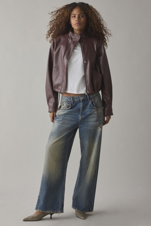 Slide View: 4: BDG Charlene Faux Leather Bomber Jacket