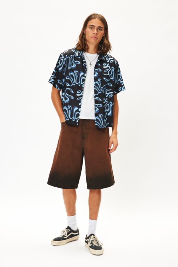 Slide View: 3: UO Y2K Chrome Pattern Satin Shirt