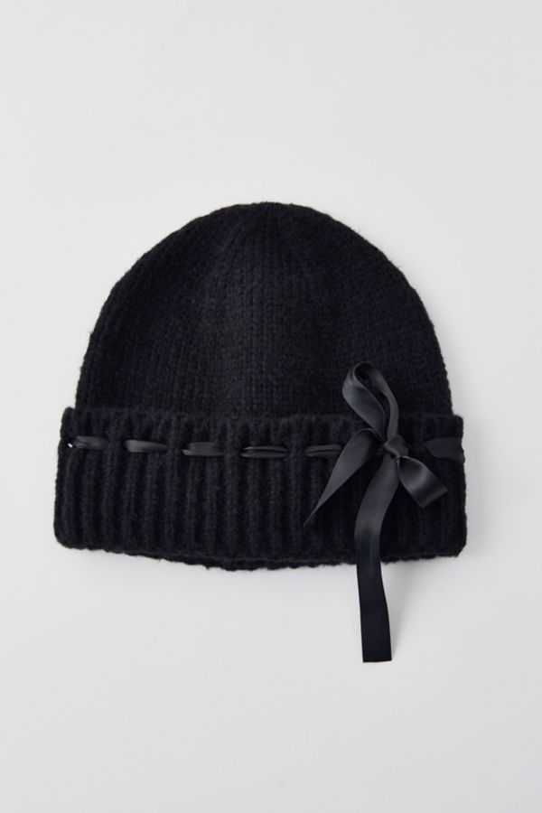 Slide View: 2: Satin Bow Beanie