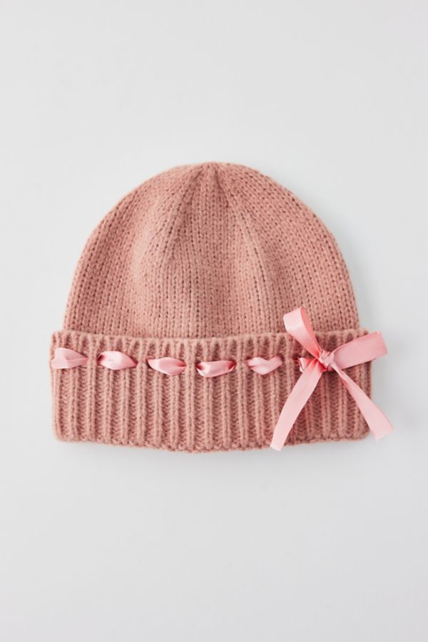 Slide View: 2: Satin Bow Beanie