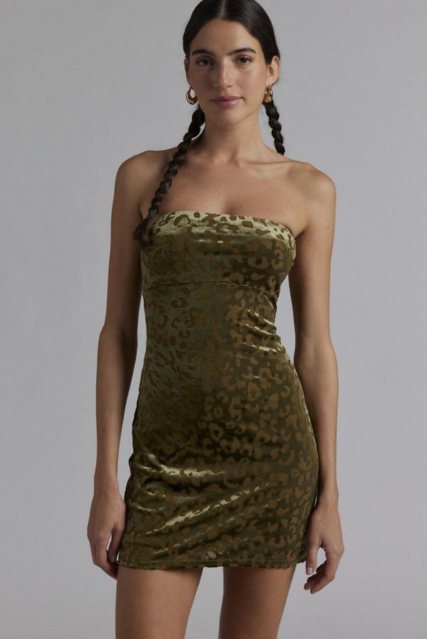 Slide View: 1: Silence + Noise Brenna Velvet Burnout Print Mini Dress